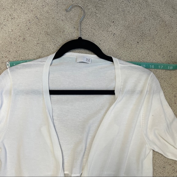 TSE 100% Cotton White L/S Front Tie Cardigan Sweater - Picture 9 of 12